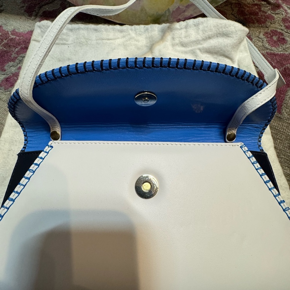 NWT - LK Bennett Sky Blue, Navy and White Clutch - Picture 8 of 16